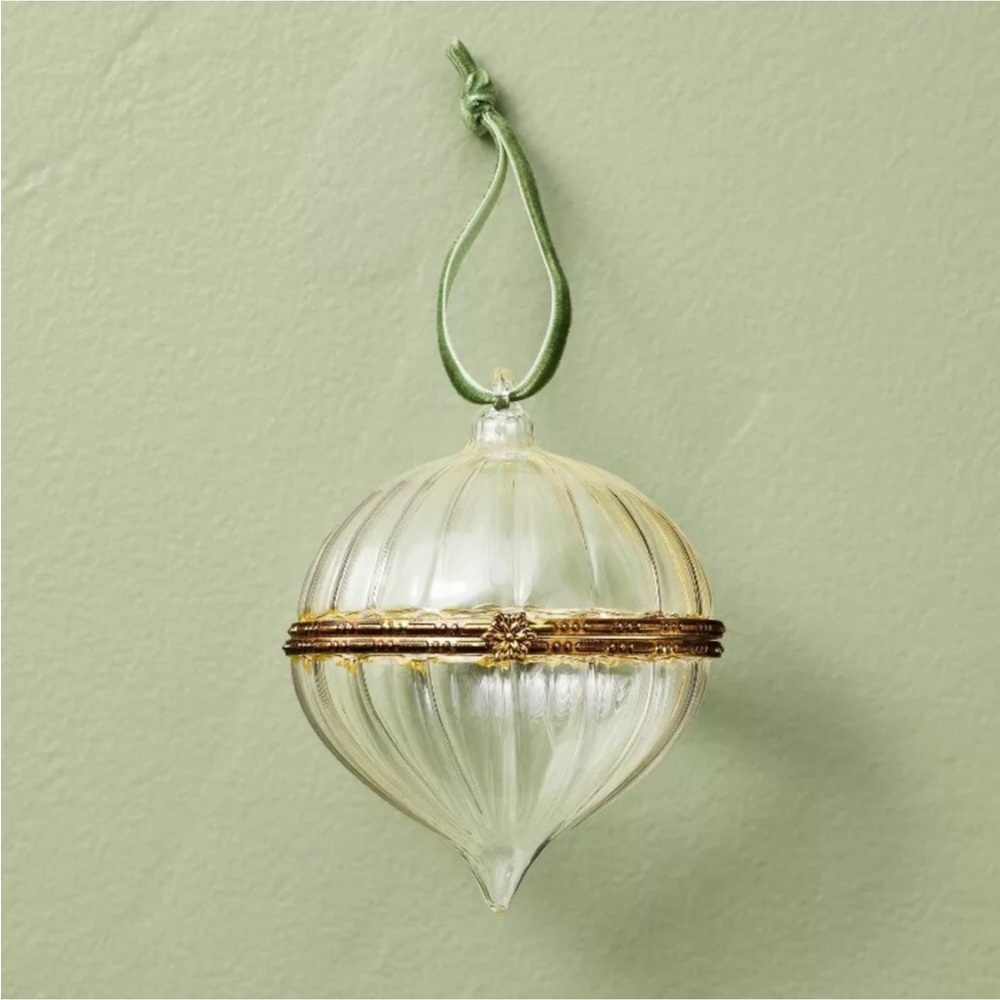 Hinged Ribbed Glass Christmas Tree Ornament - Hearth & Hand™ with Magnolia